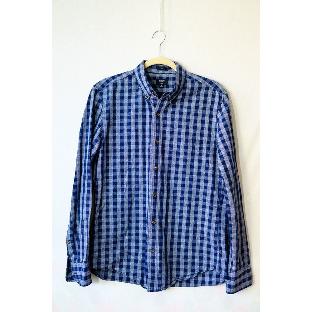 J. Crew Jaspeโ Slim M cotton blue check button down shirt mens